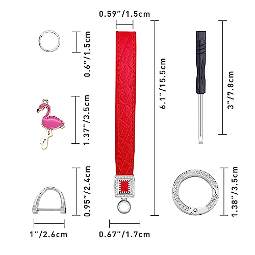 Image of OHKYOOT Leather Wristlet Keychain,Wrist Keychain Car Key Chain with 5 Key Ring and Anti-Lost D Ring