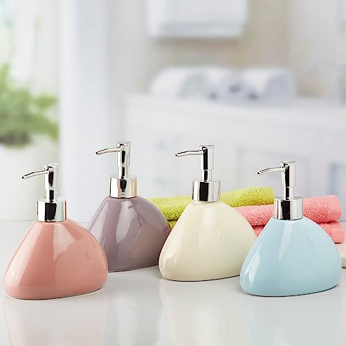 Image of Kookee Ceramic Soap Dispenser with Pump for Kitchen, Bathroom, & Wash Basin, Designer Refillable for Liquid Handwash, Shampoo & Lotion, Leakproof, Set of 1 (7972)