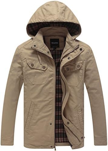 Wantdo Men's Warm Casual Military Jacket with Removable Hood