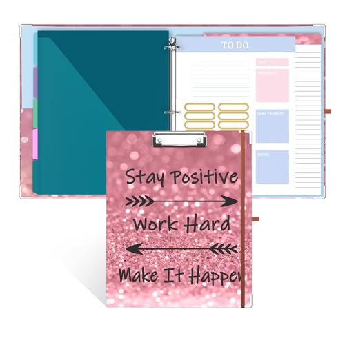 Image of 3 Ring Binder, 0.75 Inch Binder Organizer with 5 Tab Dividers, File Folder Labels, A4 Memo Pad & to Do List Planners for Women, Men, School Supplies and Office Supplies, Word Hard