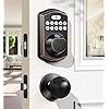 Veise Fingerprint Door Lock with 2 Door Knobs - Keyless Entry Door Lock with Handle, Electronic Keypad Deadbolt Smart Front Door Lock Set, Auto Lock, Waterproof, Easy Installation, Oil Rubbed Bronze