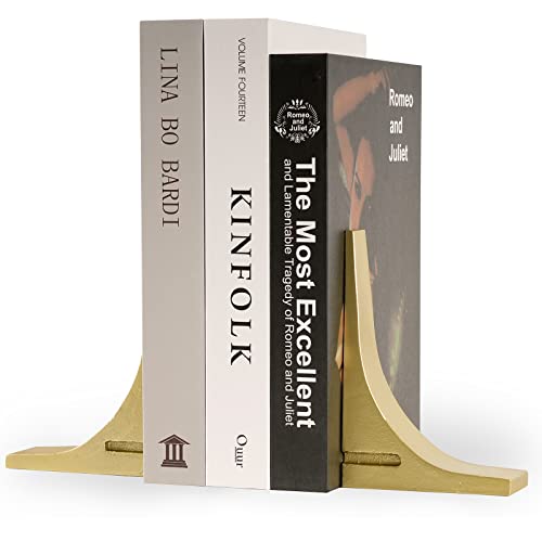 Ambipolar Gold Cast Iron Bookends, Sharp Triangle Theme, Decorative Bookends for Living Room...