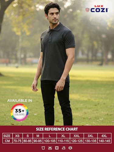 Image of Lux Cozi Men's Cotton Solid Polo Tshirt | Collar Tshirts | Half Sleeves | Stylish & Premium All Day Wear | Pack of 1