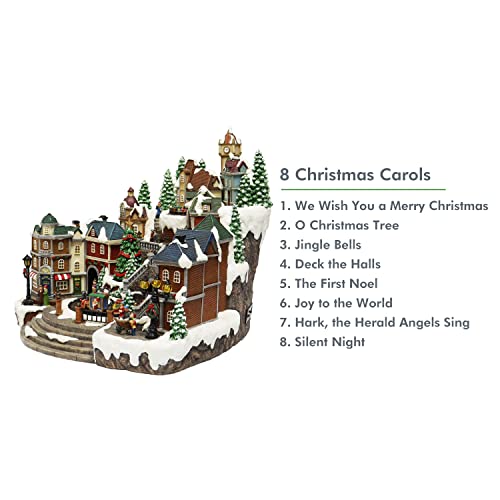 Christmas Village Centerpiece Decor, Tiered Village Town Center, With Rotating Train And Village Buildings, Featuring Led Lights, Christmas Music, And Animation - Power Adapter (Included) #TOP6