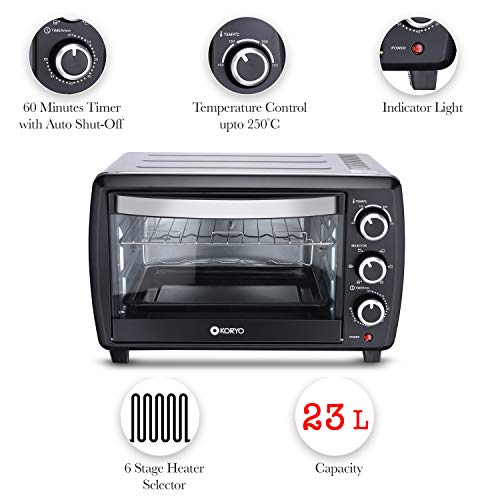 Image of Koryo By Big Bazaar KOT2321SS 23 Litres 1500 W OTG (Oven + Toaster + Grill) - Black