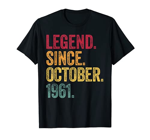 Legend Since October 1961 Retro 60th Birthday Gift Men Women Camiseta