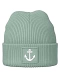 MoonWorks® Kinder Beanie Jungen Anker Patch Grafik Print Maritim Aufdruck Print Strickmütze Wintermütze Gruen Unisize