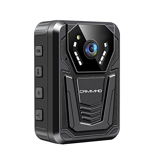 CAMMHD Caméra corporelle F6 64 Go 4K, travail 12 à 14 heures et vision nocturne, caméras de corps étanches avec enregistrement audio et vidéo H.265 Code vidéo Caméra de police pour l'application de la