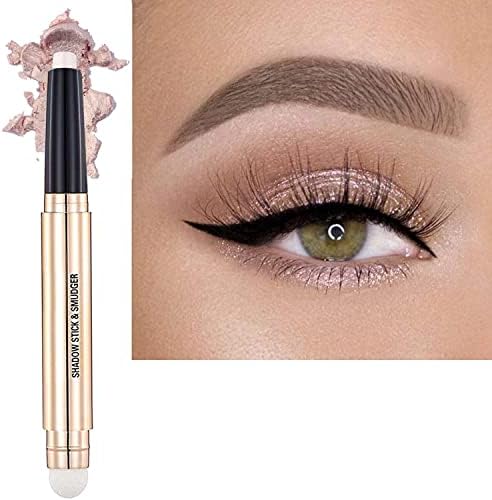 Eyeshadow Stick for Eye Makeup, Cream Shimmer Smooth Eyeshadow Pencil, Hypoallergenic Waterproof Long Lasting nude Eyeshadow Highlighter Stick, Highlighter Eye Liner Pen, Multi-Dimensional Eyes Look (02 # Light Gold Shimmer)