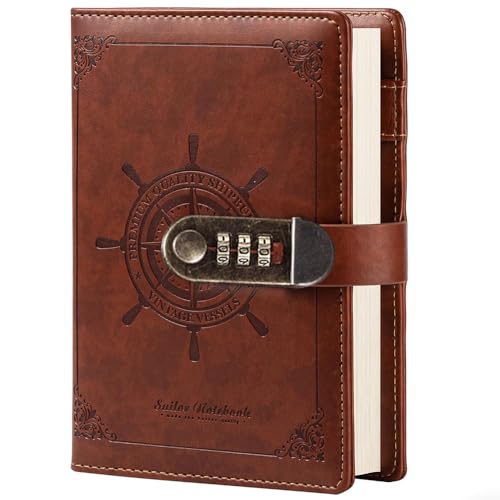 Caderno Couro Com Trava Para Combinação, Diário de Viagem para Ma...