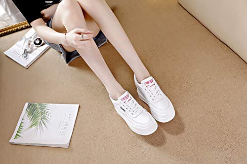 Image of ACE SHOCK Women Wedges Sneakers with Hidden Heel Ankle High Platform Walking Shoes Fashion Bride Wedding Shoes