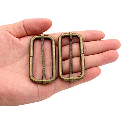 Bikicoco Metal Slide Adjuster Buckle Tri-Glides With Movable Center Bar, For Straps, 2 X 0.8 Inch, Bronze, Pack Of 10 #TOP2