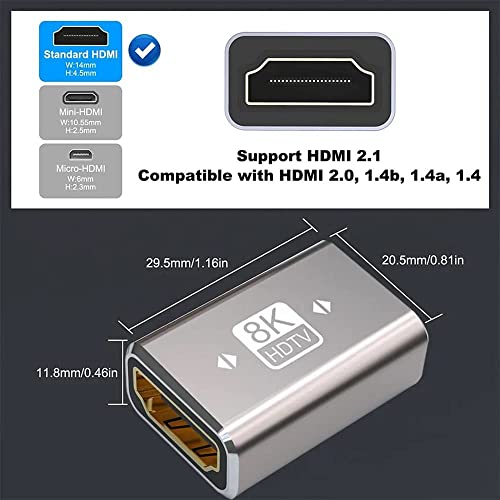 Image of Etzin 8K HDMI Female to Female HDMI Coupler Extension Adapter Extender hdmi Coupler, Support 3D 4K 8K PC TV Projector (EPL-950CC)