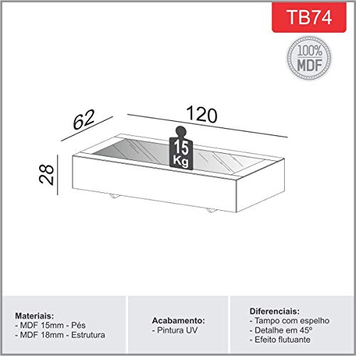 Mesa de Centro Espelhada Preta TB74 - Dalla Costa