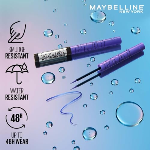 Image of Maybelline New York Tattoo Play Metallic Blue Liquid Eyeliner, Metallic | Longwear Waterproof Eyeliner, 2.1ml