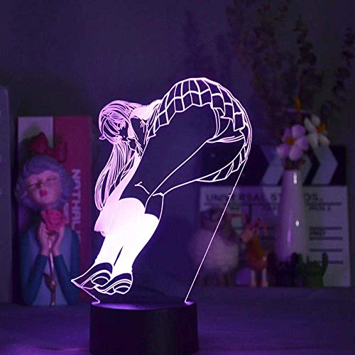 KJsdaADSA Lámpara de animación 3D Illusion Zero Two para niños y niñas Luz nocturna multicolor Mesita de noche Decoración LED Iluminación interior 16 colores