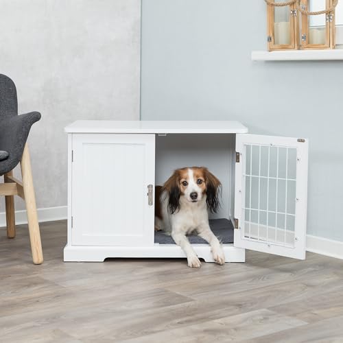TRIXIE Hundehütte Indoor Home Kennel 73T x 53B x 53H cm weiß – komfortable Hundebox für kleine - mittelgroße Hunde – gemütlicher Rückzugsort für deinen Vierbeiner – sicher & hochwertig - 39753