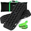 Rhino USA Off-Road Recovery Traction Boards - 2 Pack Ultimate Tire Traction Mountable Mats for 4X4 Vehicles in Sand, Mud & Snow. Heavy Duty Zipper Carry Bag and Leashes Included - (Black)