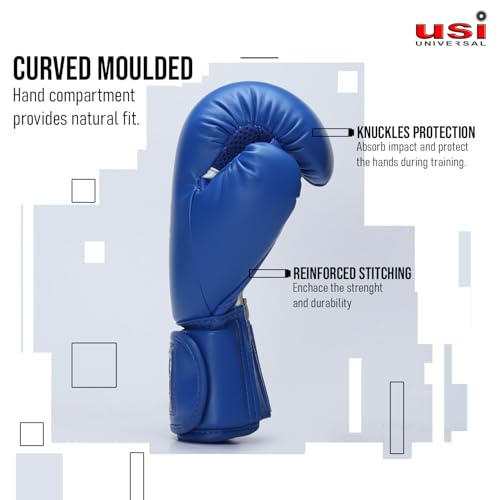 Gants de boxe enfants 3-6 ans en polyuréthane bleu avec Velcro USI - 3