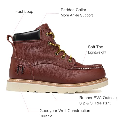 Image of Men's 6 inch Slip Resiatant Soft Toe Water Resistant Moc Toe Work Boots