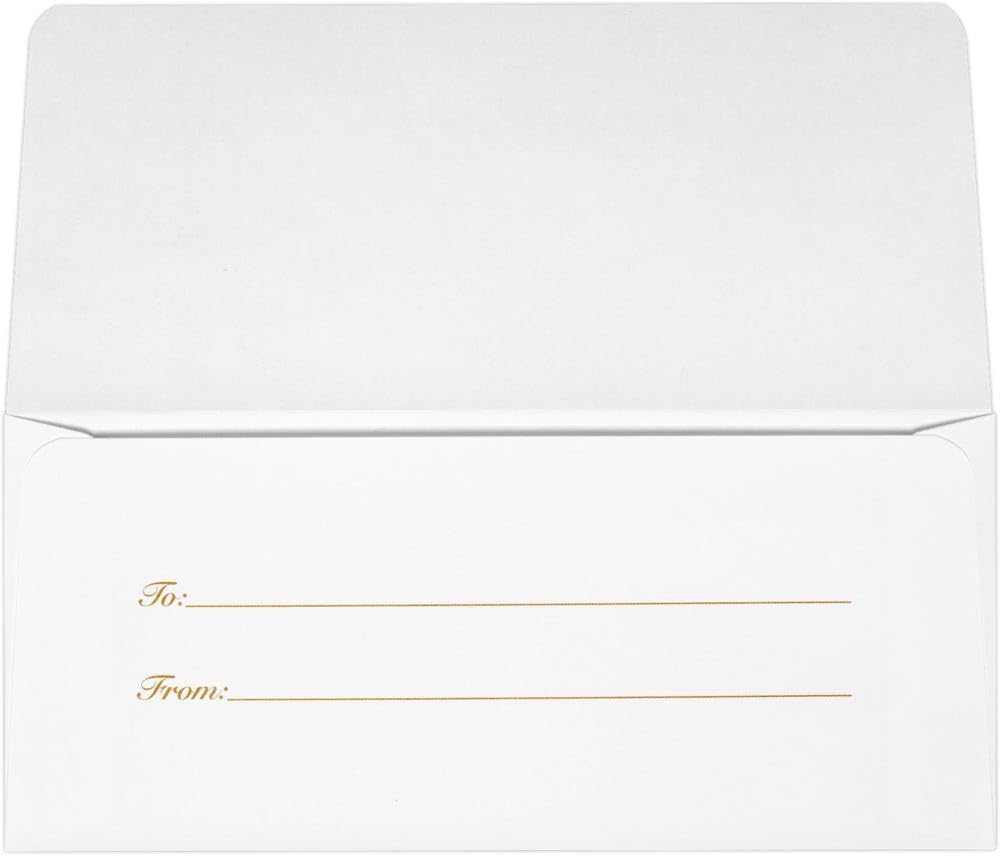 LUXPaper Currency Envelopes | 2 7/8" x 6 1/2" | A Gift To You - Gold Bow - White | 70lb. Text | 250 Qty