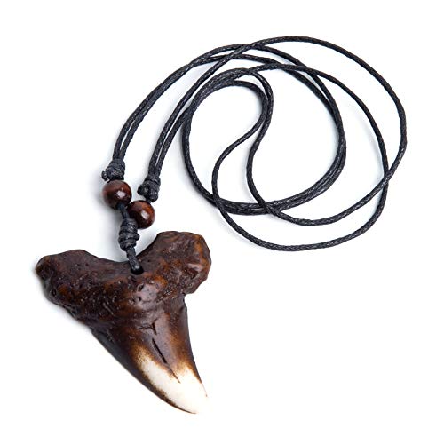 Scddboy Shark Tooth Necklace For Mens Surfer Necklace Hawaiian Beach Surfer Jewelry - Adjustable Cord Necklace #TOP1