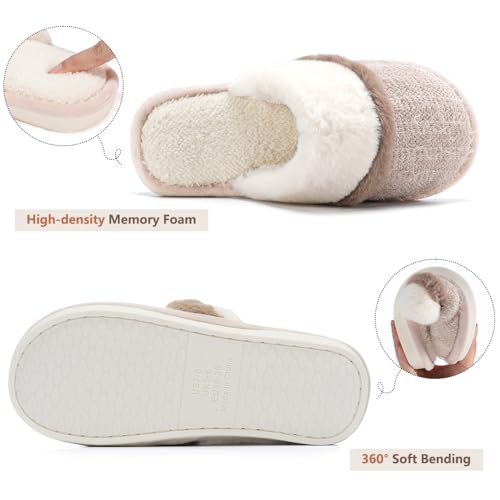 Image of GOEWY Cozy Slippers for Women Indoor and Outdoor Fuzzy House Shoes with Memory Foam Anti-Skid Sole Gifts for Women Mom Ladies