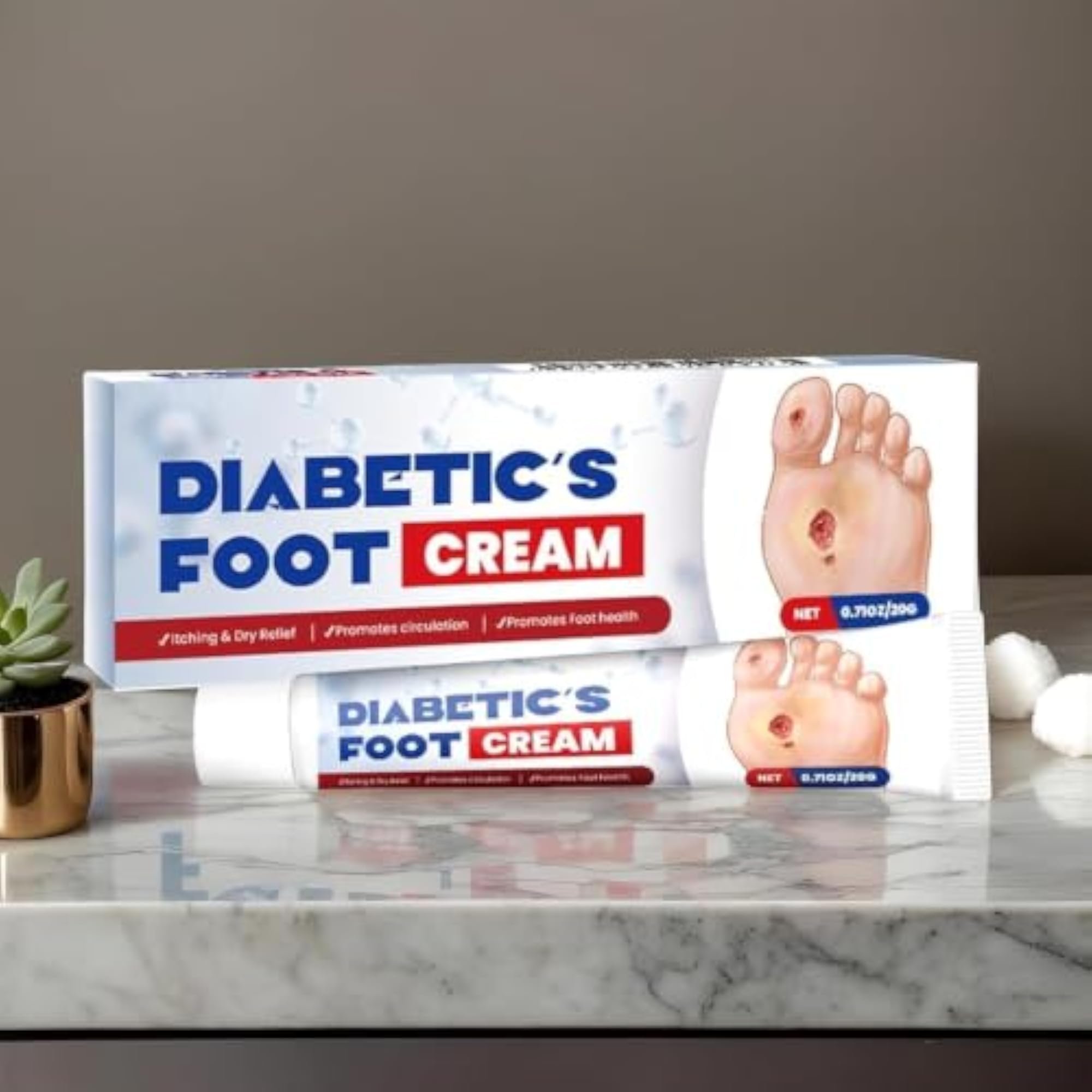 Diabetic Foot Care Cream 20g, Deep Moisturizing Formula