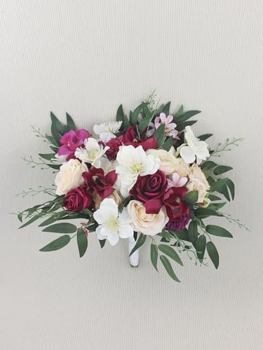 Rinlong Fuchsia Wedding Bouquets for Bride Fall Bridal Bouquet of