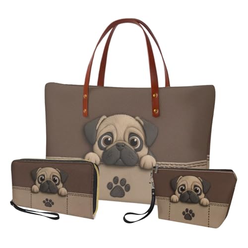 Conjunto de 3 Bolsos Tote para Mujer con Cartera miniatura 1