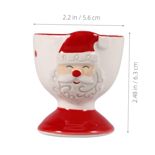 Soporte de huevo de cerámica PRETYZOOM con 4 piezas de tazas rojas para Navidad 3