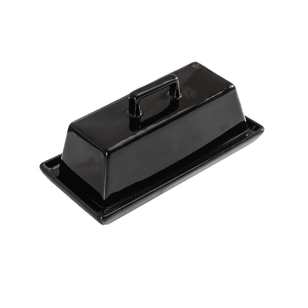 Beurrier nordique créatif en céramique avec couvercle, petit plateau rectangulaire avec poignée, beurrier (B)