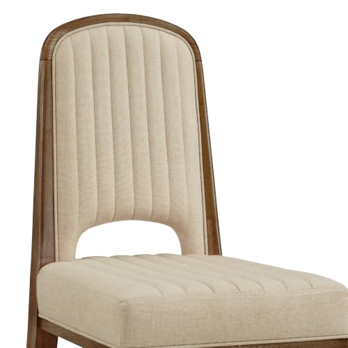 Inspire Q - Dining Chair Set of 2 - Transitional Design, Walnut Finish, Cream Fabric - Easy Assembly - Ideal for Dining Room, Kitchen (332WNC4-WF) by Inspire Q - Used condition - Image 3