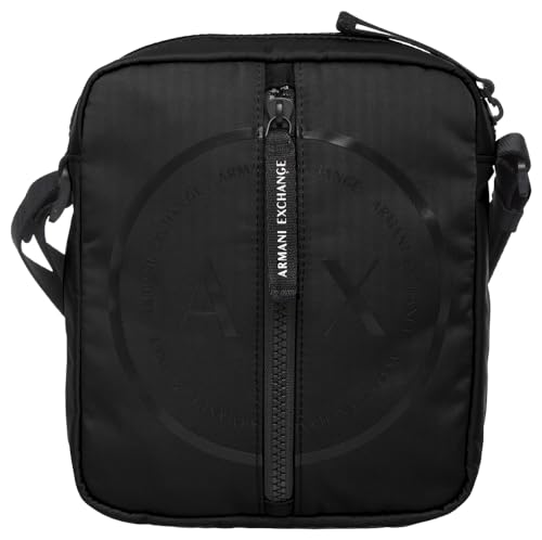 Armani Exchange Antigua - Sac à bandoulière pour homme - Durable - Fermeture éclair - Taille unique, Noir, One Size