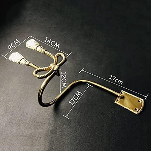 Set of 2 Gold Metal Bow Curtain Tiebacks, Brass Wall-Mounted Curtain Hooks for Window Treatment, Elegant Home Decoration