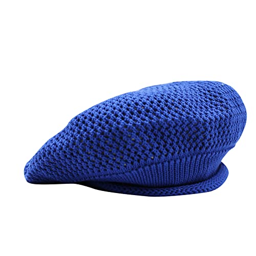 Mingseecess Women’s Woven French Beret Beanie Hats Artist Crochet Knit Beret Painters Cap Blue #TOP1