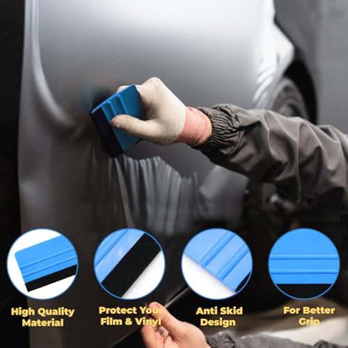 Canumer 5 PCS Felt Squeegee, Body Filler Spreaders, Vinyl Squeegee Tool, Decal Squeegee, Reusable Putty Scraper Tools for Automotive Fillers, Putties, Paint, Sign Making, DIY Crafts