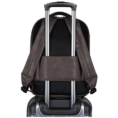 Kenneth Cole On Track Pack Vegan Leather 15.6” Laptop & Tablet Bookbag Anti-Theft Rfid Backpack For School, Work, & Travel, Brown, Laptop #TOP6