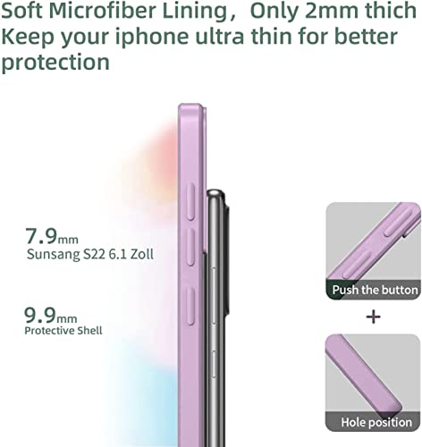 Image of DIZORO Liquid Silicone Case with Microfiber Cushioning Compatible for Samsung Galaxy S22 5G Shockproof Slim Back Cover, Gel Rubber Full Body Protection (Lilac)
