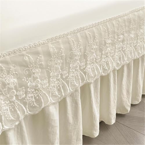Jupe de lit à double couche rose 180x200 pour décoration - 5
