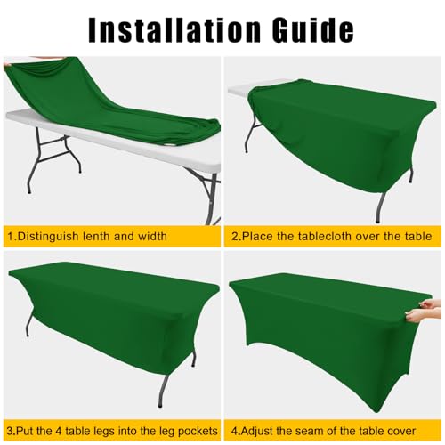 Smiry 2Pack Spandex Table Cloth 5FT, Elastic Fitted EmeraldGreen Tablecloth by Smiry - Used condition - Image 5