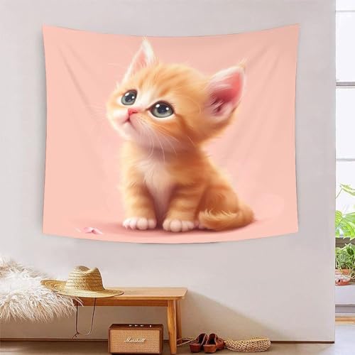 Tapiz de pared de gato en 3D YIFKVOASD de poliéster suave para decoración, 150 x 200 cm