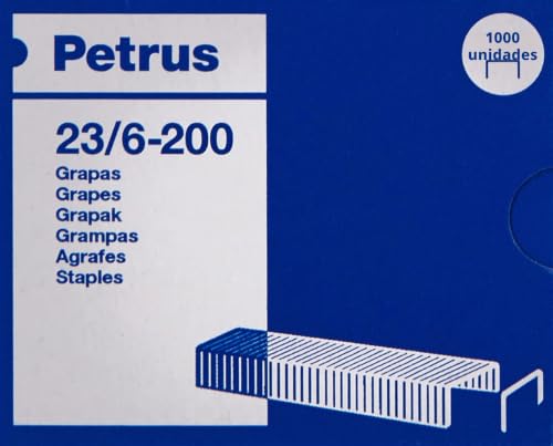 Miniatura 3 de Petrus 23600, Grapas 23 6-200, Hasta 20 Hojas, 6 Mm, 1 Caja De 1000 Grapas