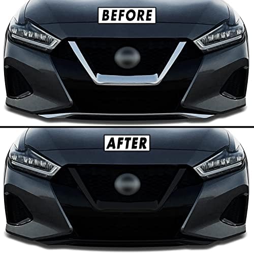 SlickMod Chrome Delete Blackout Vinyl Overlay for 2019-2022 Nissan Maxima Front Grill & Lower Lip Trim (1. Full Kit, Gloss Black)