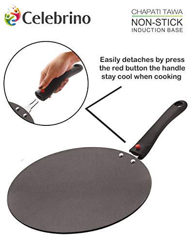 Image of Celebrino Pots & Pan 4 Pieces Set Heavy Guage 4mm Thick Aluminum Cookware for Induction /Electric /Ceramic /Gas Stove Tops |3-Layer Nonstick Coatings|Removable Heat-Resistant Handle, Black