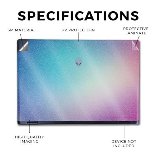 Image of Glossy Glitter Laptop Skin Compatible with Alienware M16 R2 (2024) - Vivid Fog - Premium 3M Vinyl Protective Wrap Decal Cover - Easy to Apply | Crafted in The USA by MightySkins