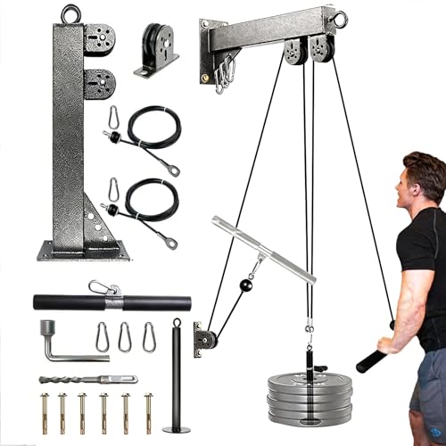 BRGD Sistemas de Poleas para Pesas para Gimnasio, DIY Triceps Polea Gym para Curls de Bíceps, Extensiones de Tríceps, Pulldowns Laterales, Remos y Aperturas