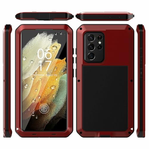 Coque aluminium Samsung S24 Ultra rouge métallique silicone haute protection