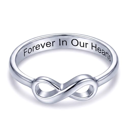 Image of TRUESILVER ACPL 925 Sterling Silver Personalized Rings for Women | Customized Engraved Name Ring for Womens | Customized Name Jewelry for Wedding Anniversary Birthday