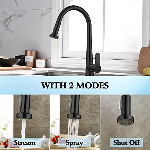 Hamoler Kitchen Faucet Spray Head Pull Out Kitchen Faucet Spout Replacement Dual Function Pull Down Replacement Faucet Sprayer Head Sink Faucet Nozzle Sprayer, Matte Black #TOP4